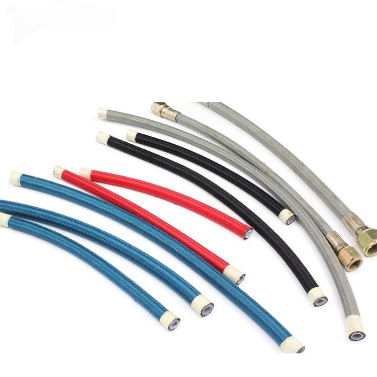 PTFE কালো রৌপ্য স্টেইনলেস স্টীল braided জ্বালানী লাইন পায়ের পাতার মোজাবিশেষ স্ট্যাটিক-মুক্ত রেসিং গাড়ী স্টীল Braided জ্বালানী পায়ের পাতার মোজাবিশেষ