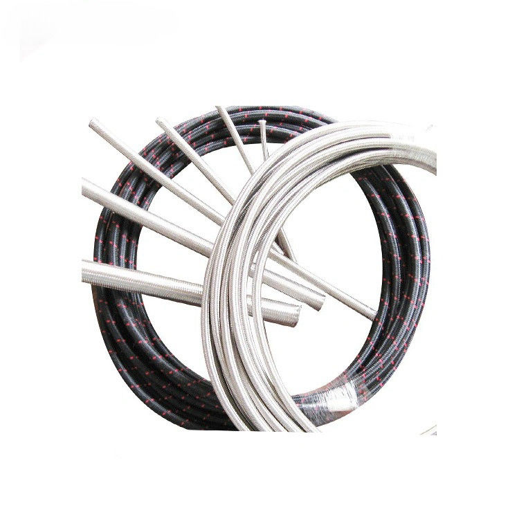 PTFE কালো রৌপ্য স্টেইনলেস স্টীল braided জ্বালানী লাইন পায়ের পাতার মোজাবিশেষ স্ট্যাটিক-মুক্ত রেসিং গাড়ী স্টীল Braided জ্বালানী পায়ের পাতার মোজাবিশেষ